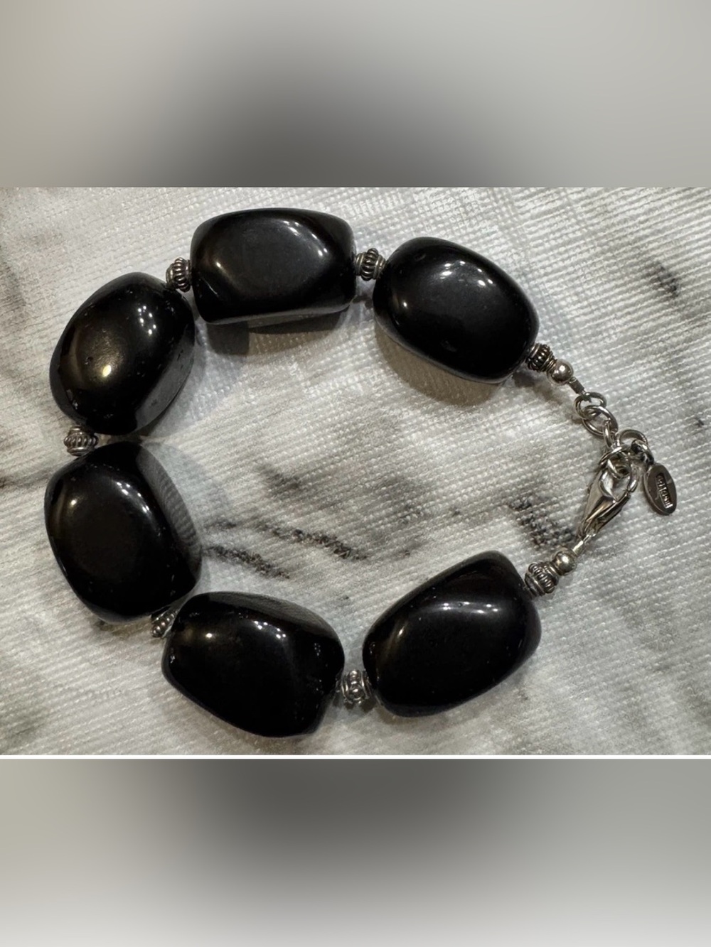Barse Sterling Silver 925 Black Onyx Bracelet VG+